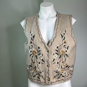 Vintage Chrysanthème Wool Blend Vest size large
